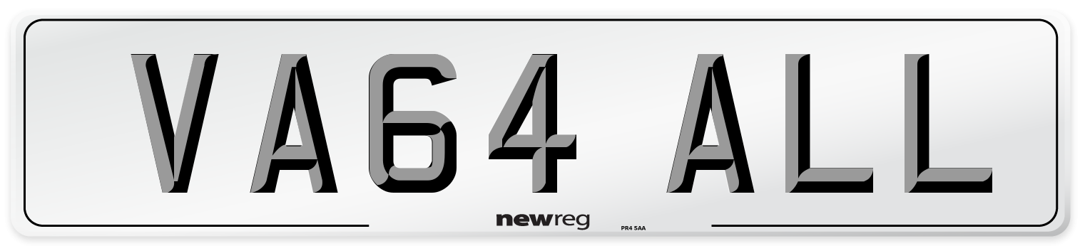 VA64 ALL Number Plate from New Reg
